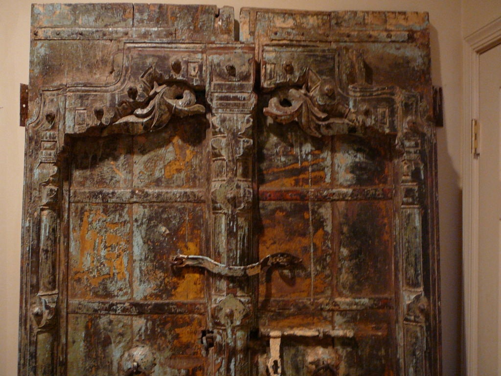 Teak Extraordinary Pair of 17th Century Indian Doors.