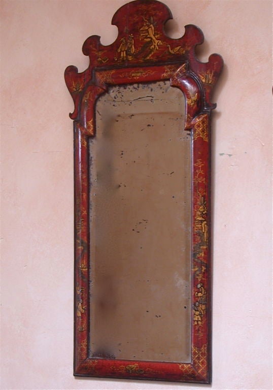 Pair of Early 18th Century red lacquer mirrors