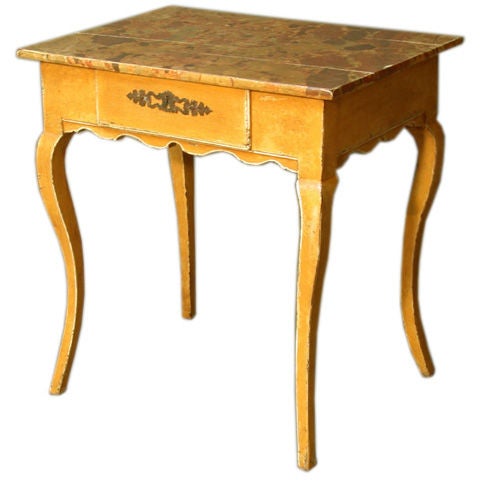 19th Century French Provincial Louis XV Painted Side Table
