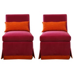 Pair of Customized Fuschia Slipper Chairs