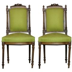 Pair of French Chairs with Gingham Backing