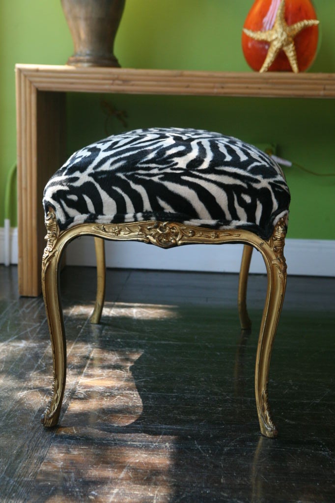 Gold Finished Zebra Bench