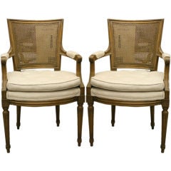 Pair of Vintage Linen Arm Chairs