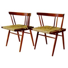 Pair George Nakashima Grass Chairs