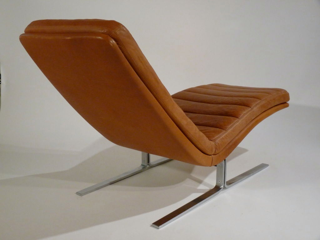 Brayton International leather chaise lounge. Original leather with nice patina.