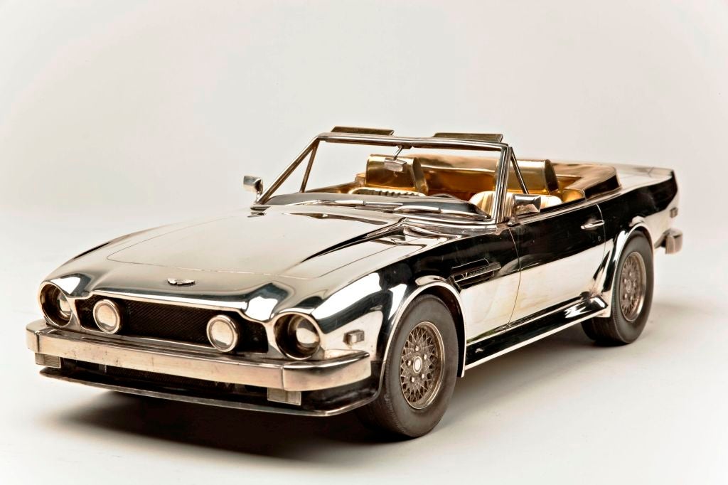 20th Century Sterling Silver and Gold Aston Martin Volante Sports Car Model