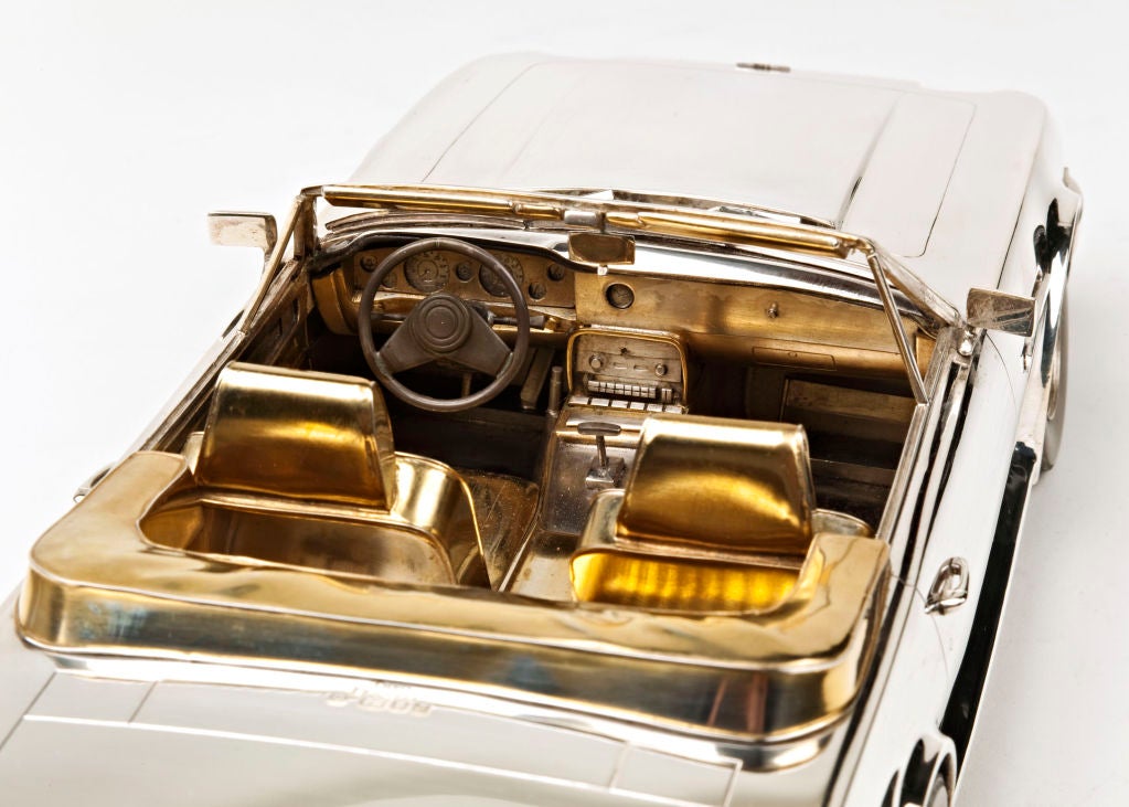 Sterling Silver and Gold Aston Martin Volante Sports Car Model In Excellent Condition In New York, NY
