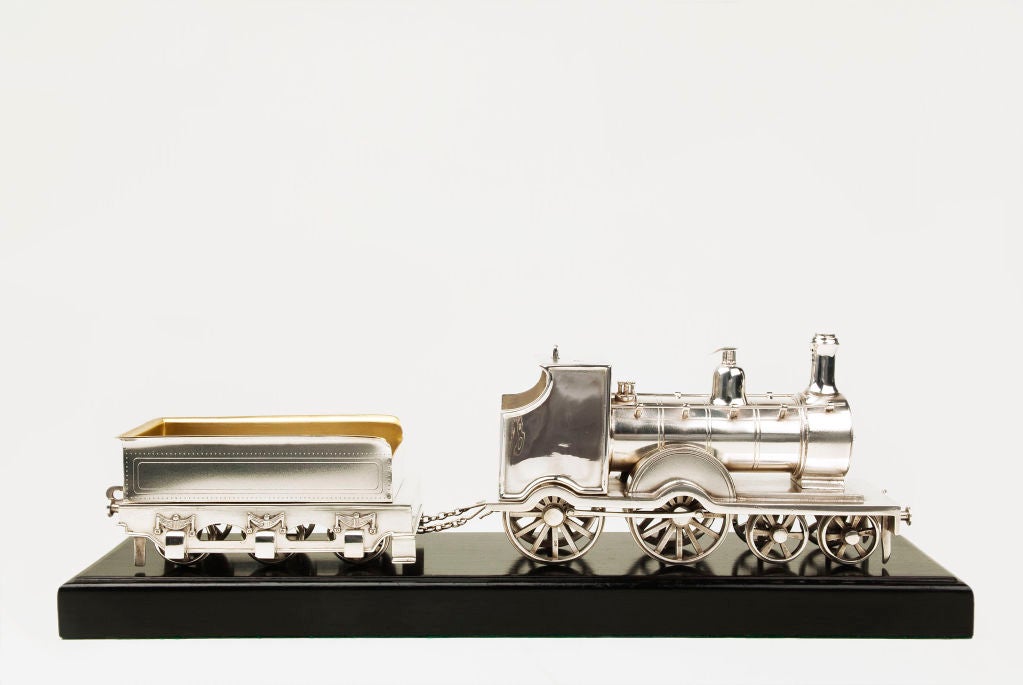 Sterling Silver Locomotive Cigar Box and Lighter