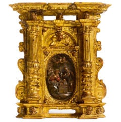 Antique ITALIAN EARLY BAROQUE PERIOD GILTWOOD TABERNACLE FRAME