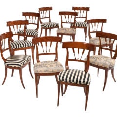 SET OF TEN BIEDERMEIER MAHOGANY DINING CHAIRS