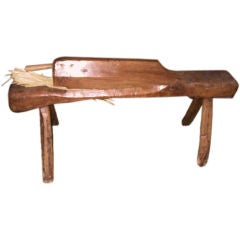 Antique UNUSUAL FRUITWOOD FLAX THRASHING IMPLEMENT
