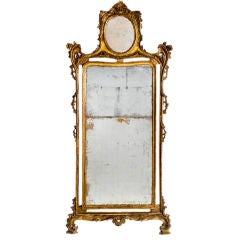 UNUSUAL ITALIAN ROCOCO PERIOD GILTWOOD MIRROR