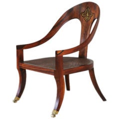 Vintage 1970's Hand Carved Solid Rosewood Spoon Chair