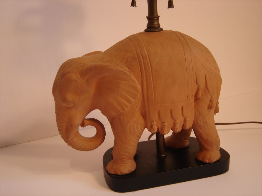 American Elephant Terracotta Table Lamp by Chapman For Sale