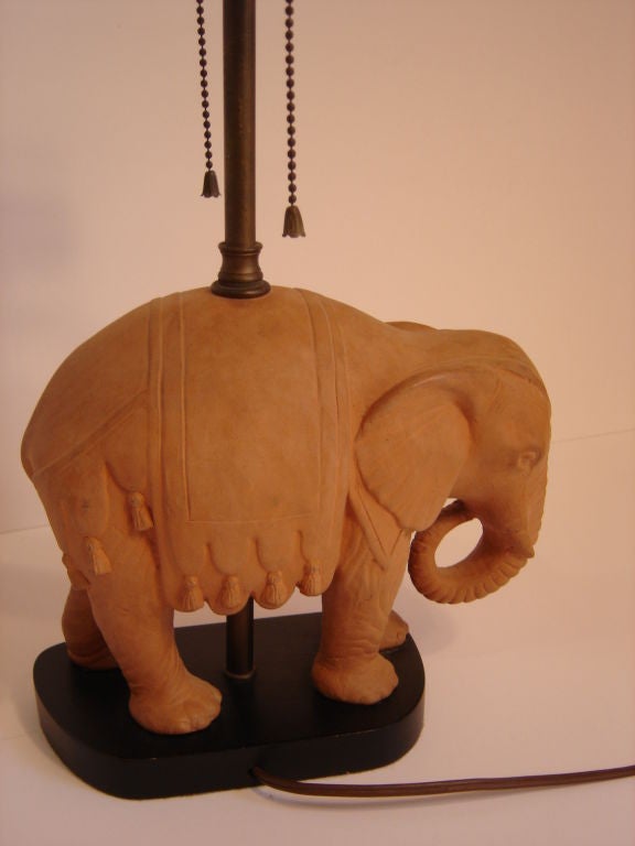 Elephant Terracotta Table Lamp by Chapman In Excellent Condition For Sale In Sag Harbor, NY