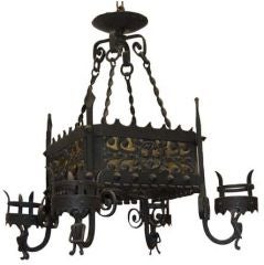 Antique Medieval Style Iron Chandelier