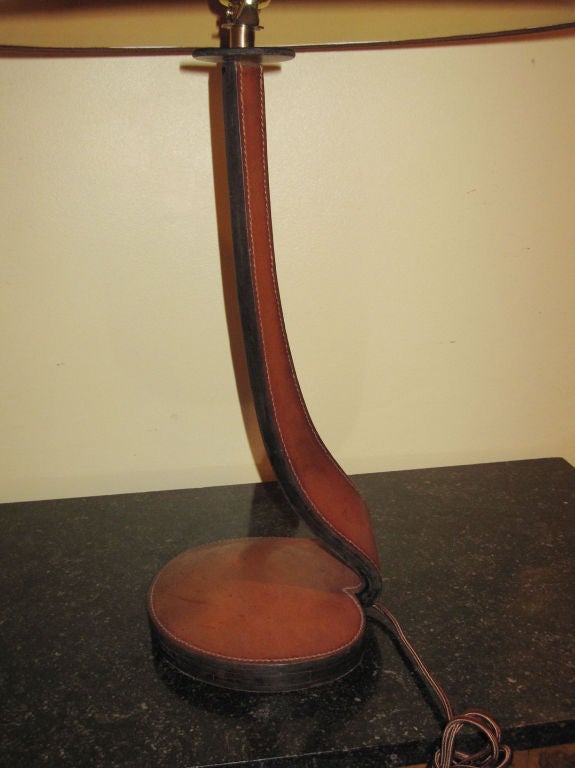 Rare Leather Desk Lamp Attributed to  Dupre-Lafon 4