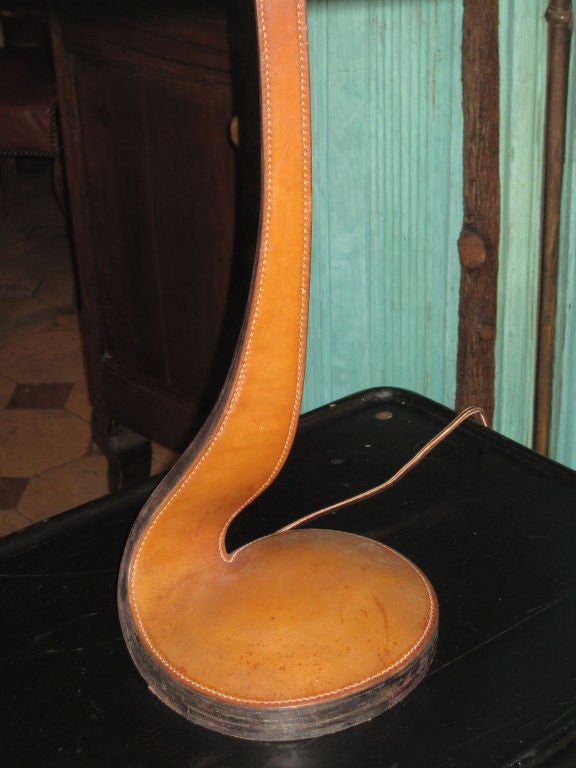 Rare Leather Desk Lamp Attributed to  Dupre-Lafon 6