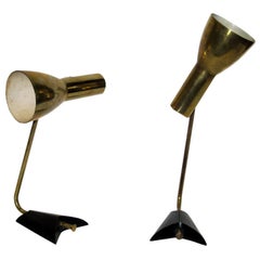 Used Pair of Brass Table Lamps