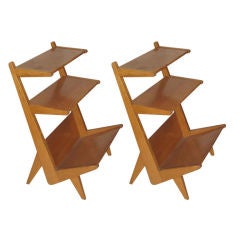 Pair of Oak Etageres/Night Stands Attributed to Maxime Old Pair of Oak Etageres/Night Stands Attributed to Maxime Old