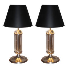 Elegant Pair of Chrome and Lucite Table Lamps