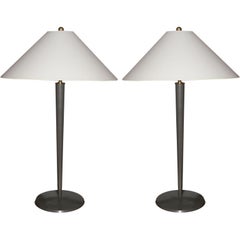 Pair of Tall Steel Table Lamps