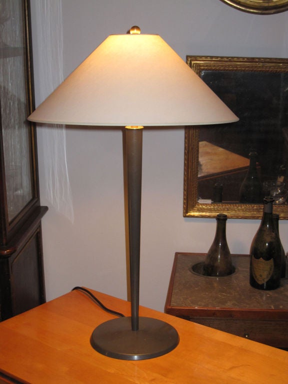 French Pair of Tall Steel Table Lamps For Sale