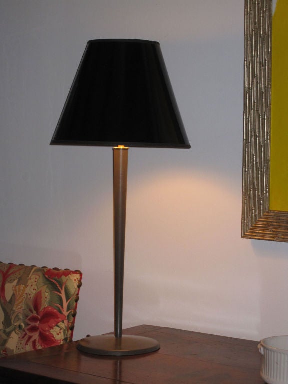 Pair of Tall Steel Table Lamps In Excellent Condition For Sale In New York, NY