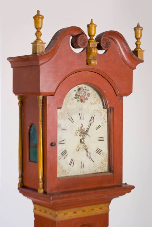 Painted Tall-Case Clock In Good Condition For Sale In West Chester, PA