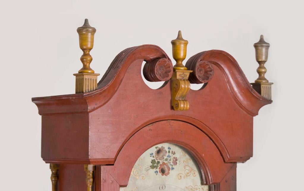 19th Century Painted Tall-Case Clock For Sale