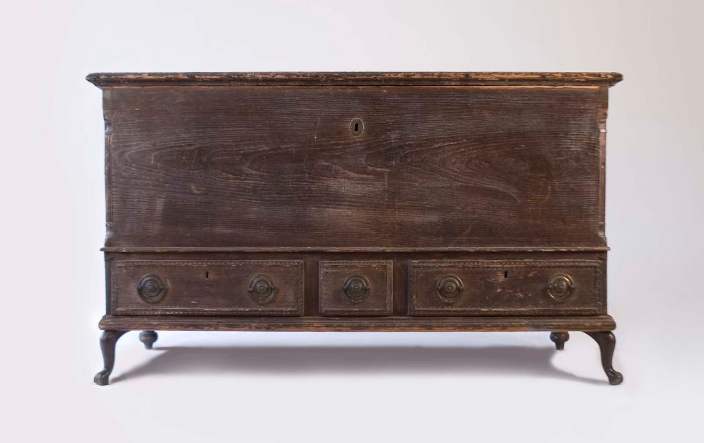 Very Unusual Pine Painted Blanket Chest 3