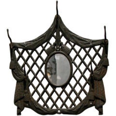 Antique Victorian Cast Iron Entryway Mirror and Coat Hook
