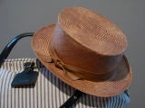 Sarah Havens Straw Boater  with Leather Ribbon