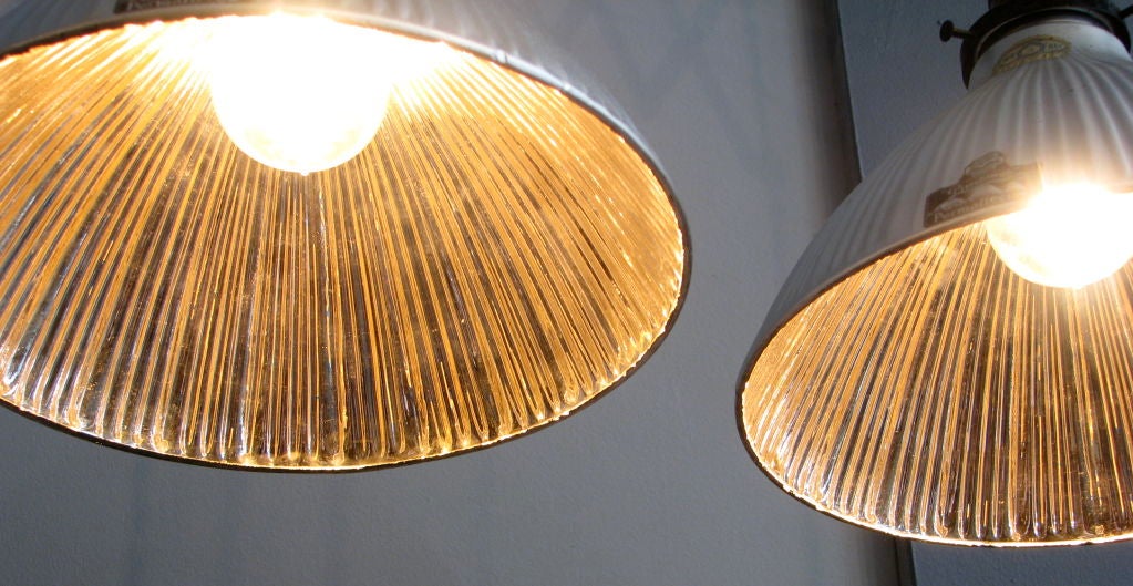 American Pair of Ribbed Silver Mercury Glass Light Fixtures