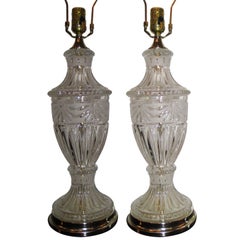 Pair of Hollywood Crystal Table Lamps