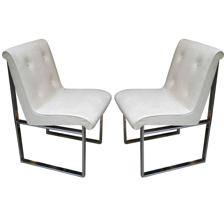 Single, Set of Two or Three Chairs in the Manner of Milo Baughman For Sale