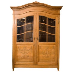 French classical bonnet top  bare oak vitrine