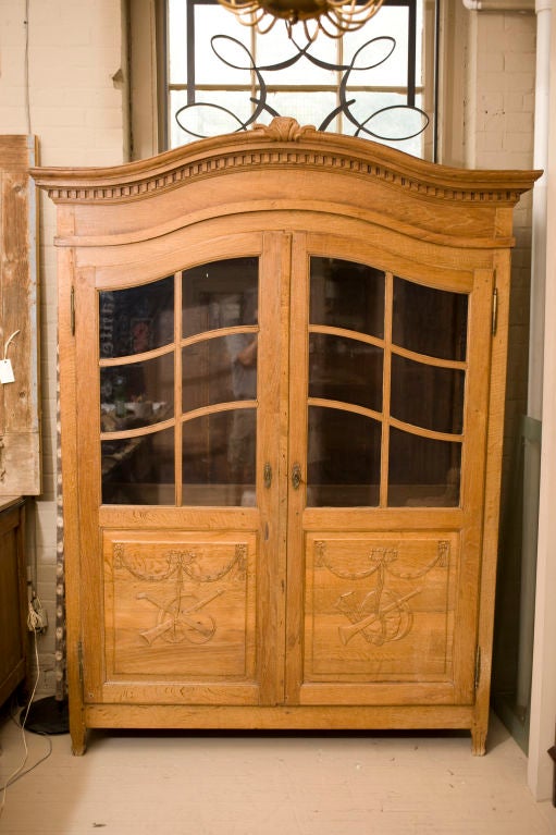 French classical bonnet top  bare oak vitrine