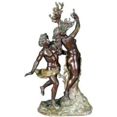 Patinated Bronze Figural group of Apollo and Daphne