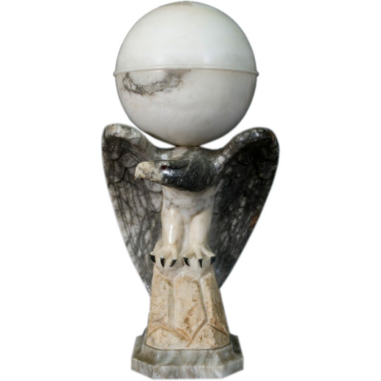 Alabaster Eagle / Globe Lamp For Sale