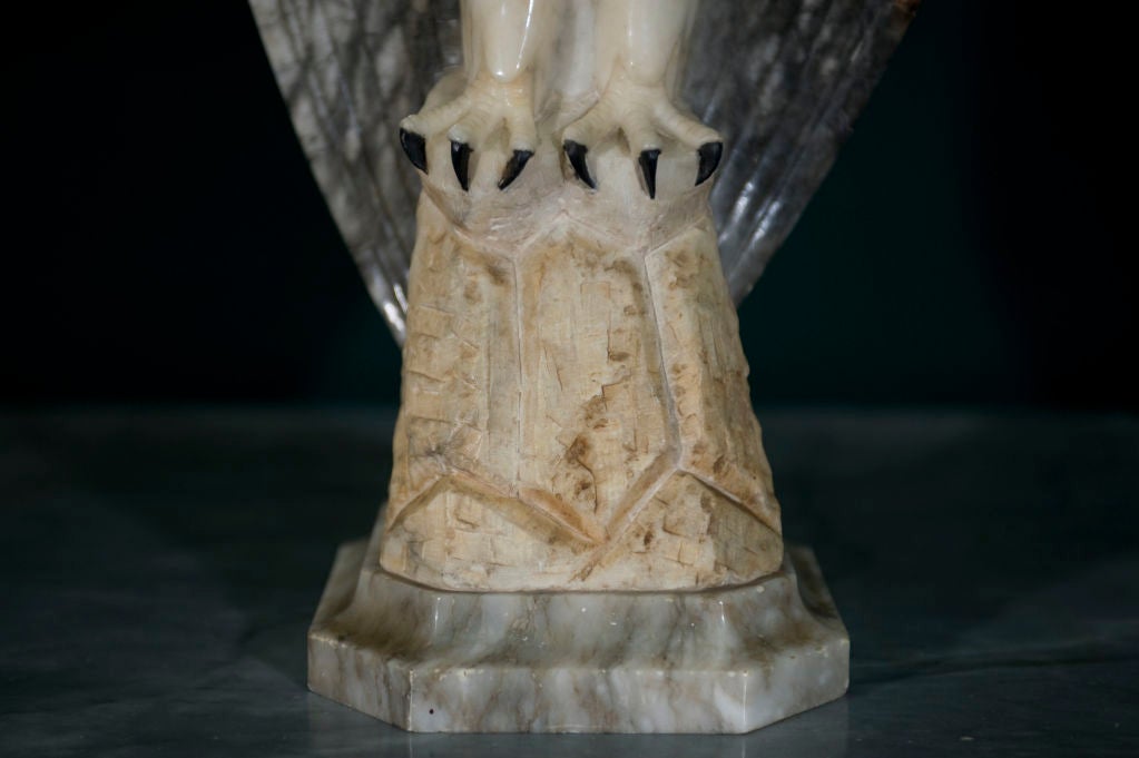 20th Century Alabaster Eagle / Globe Lamp For Sale
