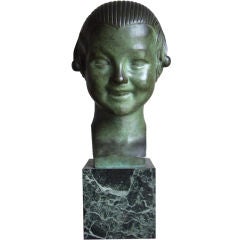 Art Deco Bronze Head