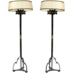 Pair of Wrought Iron Gothic Revival Lamps