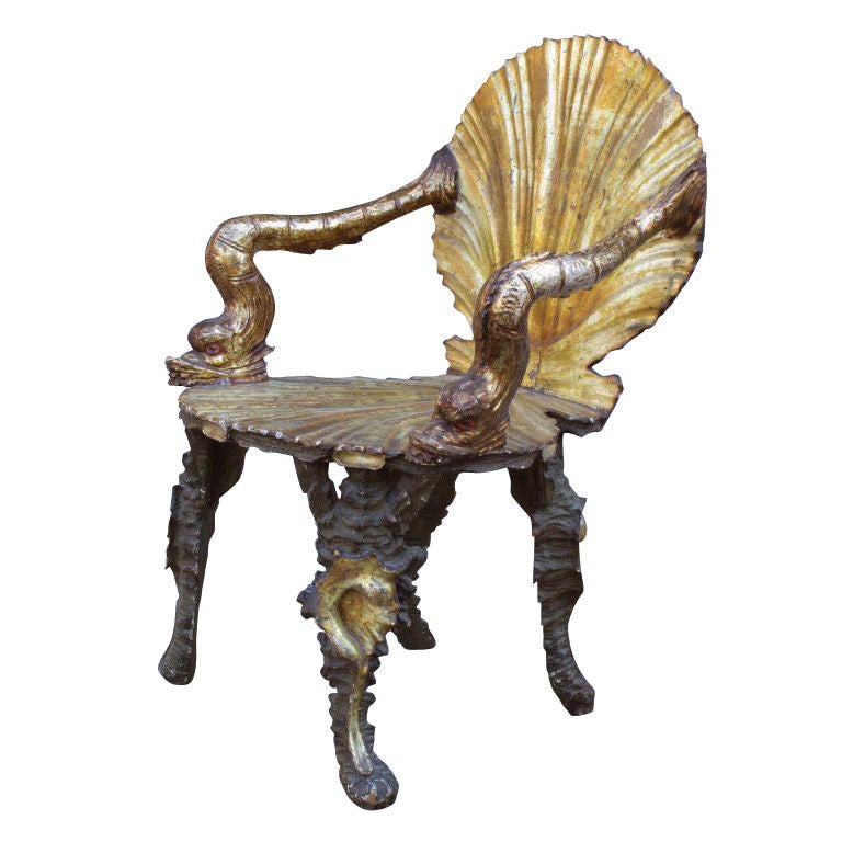 Grotto Style Silver-Gilt Armchair