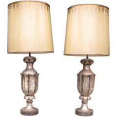 Pair of Silver-Gilt Italian Lamps