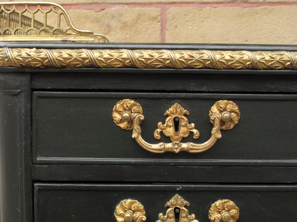 Brass Exquisite William IV Period Green-Painted Writing Desk