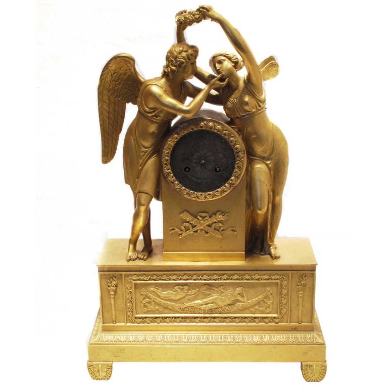 Empire Period Gilt Bronze Clock