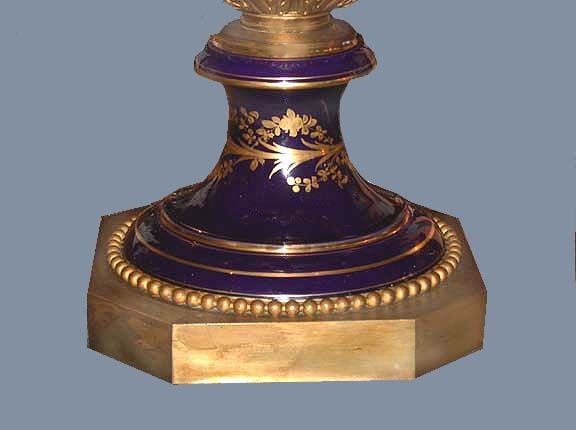 Very Large Sevres Cobalt Blue Urn Painted with a Hawking party 2