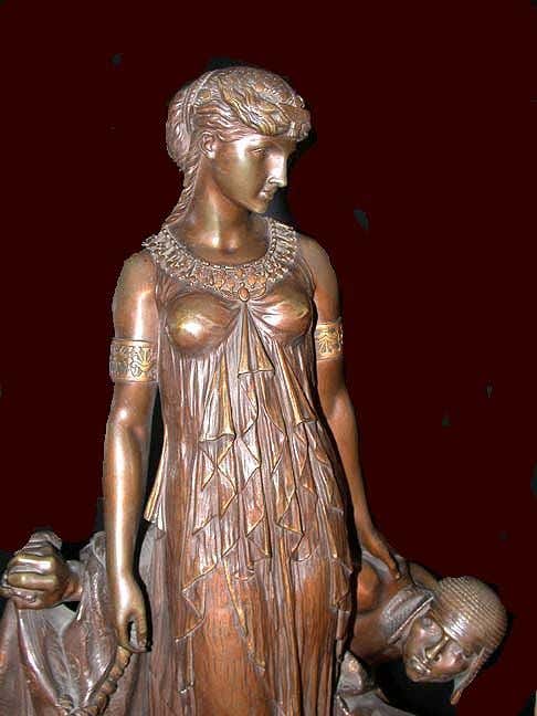 Egyptian Revival Henri Etienne Dumaige 1830-1888 Cleopatra before Caesar, bronze For Sale
