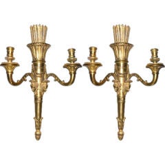 Antique Pair of Louis XVI Style Gilt-Bronze Candle Wall Sconces